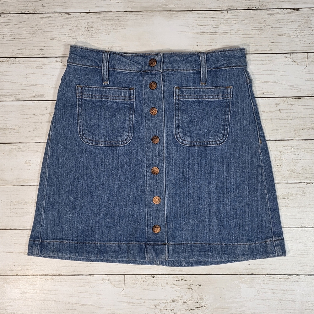 Madewell McCaren Denim Snap Button Front Mini Skirt • Size 25 Coastal Cowgirl